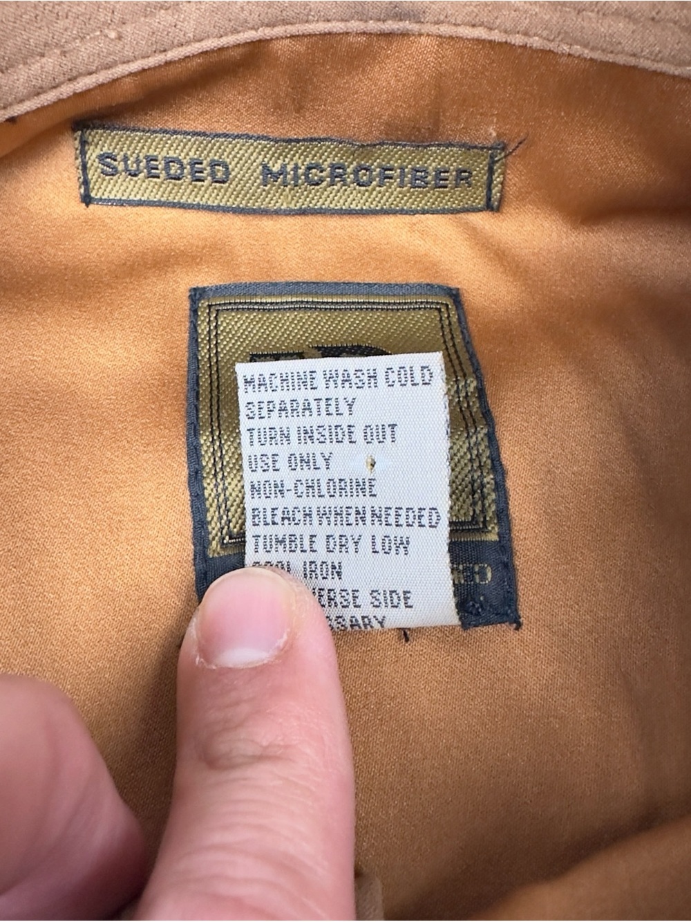 BRUNO Mens XL Sueded Microfiber Long Sleeve Button Down Brown Shirt Vintage - Picture 4 of 4